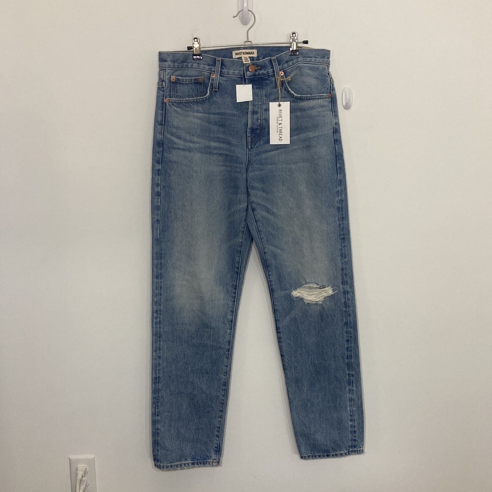 Madewell Rivet & Thread Womens Jeans 29 Low Rise Straight Distressed Y2K NWT